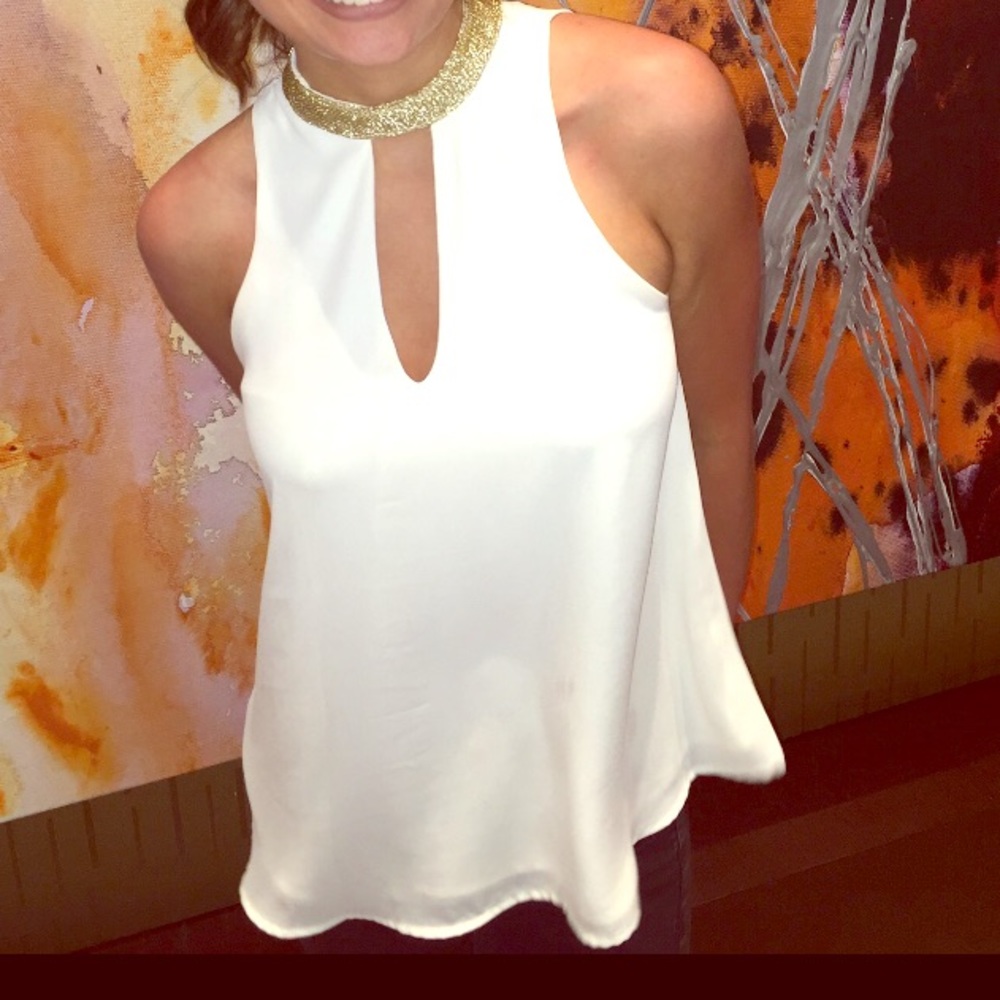 Classy Nordstrom halter top with gold neckline